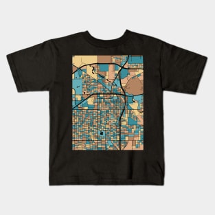 Lubbock Map Pattern in Mid Century Pastel Kids T-Shirt